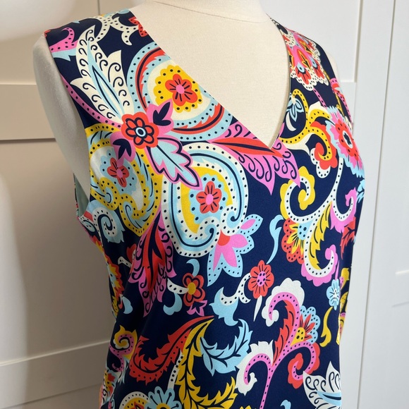 Julie Brown Paisley Shift Dress 6 Navy - Picture 2 of 7